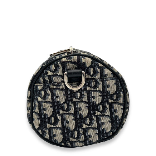 Roller Crossbody Bag Blue in Jacquard, Silver hardware