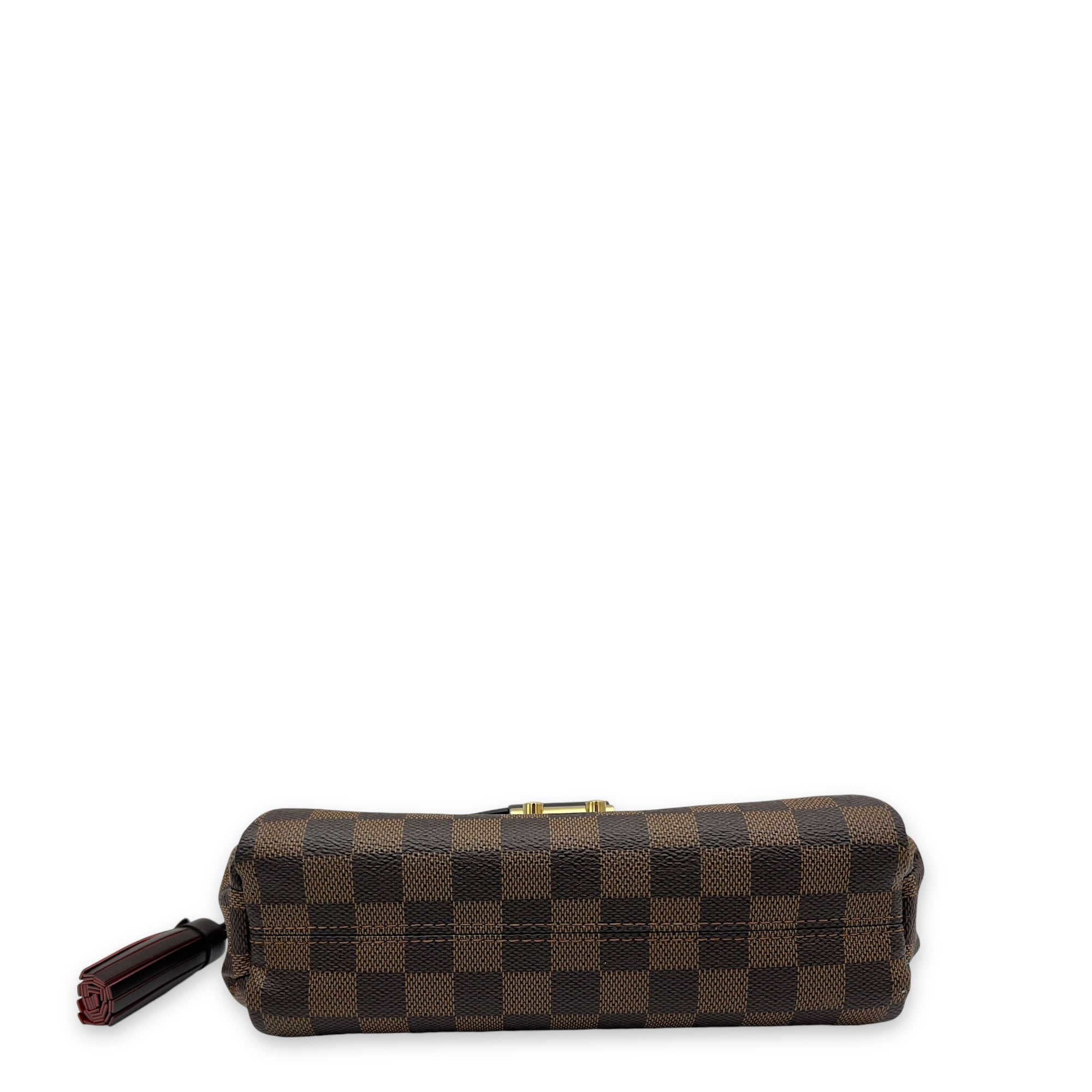 Croisette Damier Azur Top Handle Bag in Coated Canvas, Gold hardware