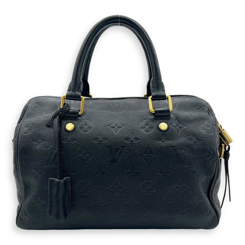 Speedy 25 Black Top Handle Bag in Empreinte Leather, Gold hardware