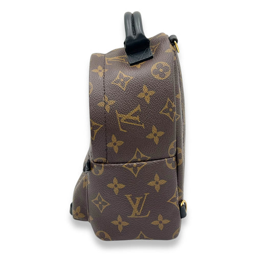 Palm Springs Backpack Brown in Monogram Coated Canvas, Gold hardware