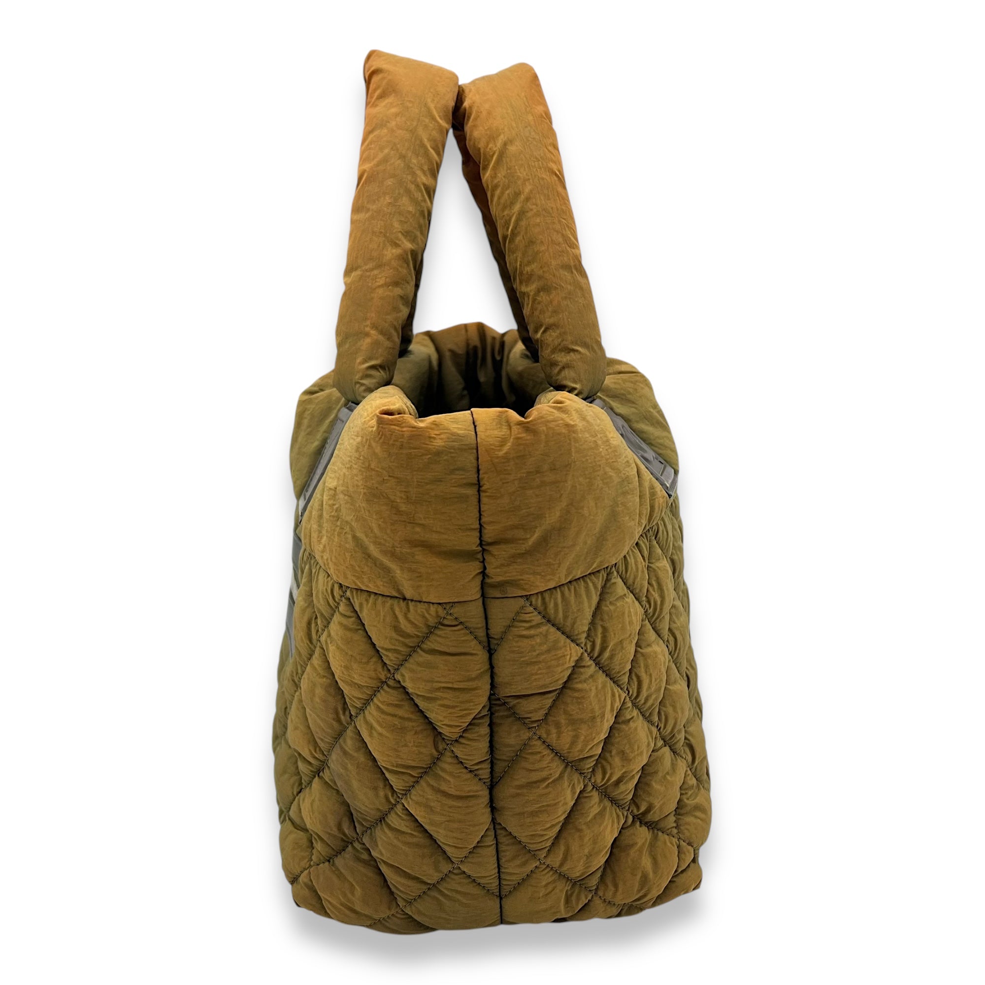 Coco Cocoon Top Handle Bag Green in Nylon, Silver hardware