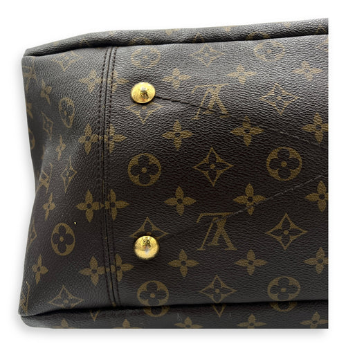 Artsy Top Handle Bag Brown in Monogram Coated Canvas, Gold hardware