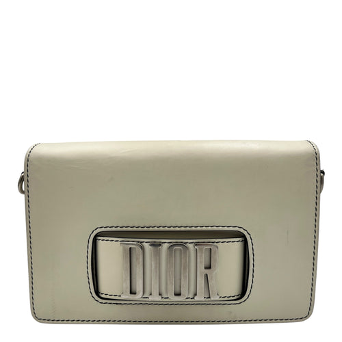 J'adior White Crossbody Bag in Calfskin, Silver hardware