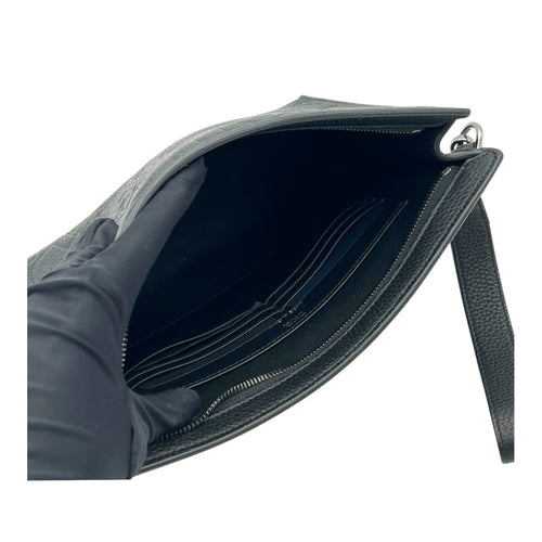 Gravity A5 Black Pouch in Calfskin, Stainless Steel hardware