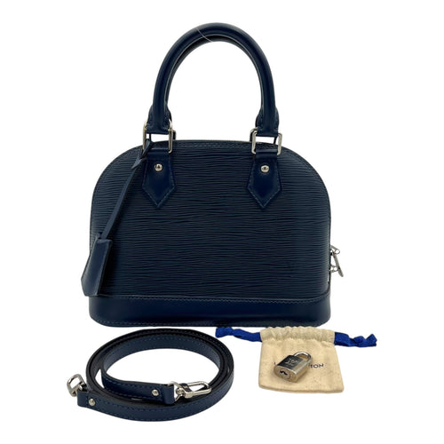 Alma Top Handle Bag BB Blue in Epi Leather, Silver hardware