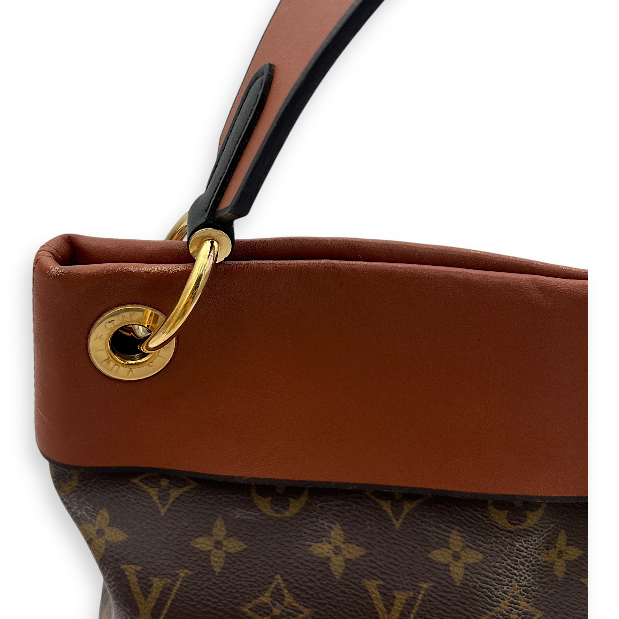 Tuileries Besace Brown Top Handle Bag in Monogram Coated Canvas, Gold hardware