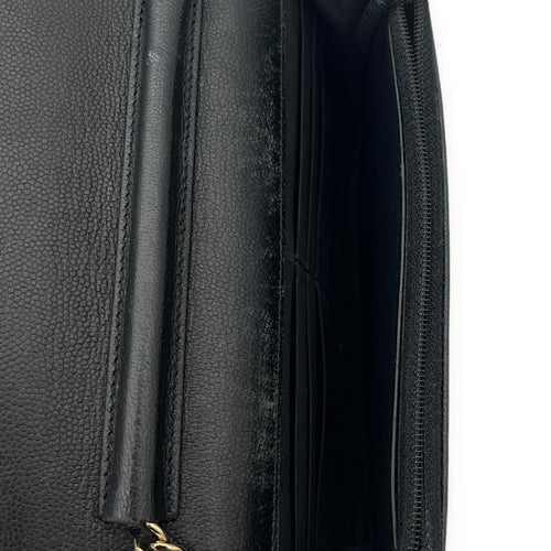 Boy Wallet On Chain Black in Caviar Leather, Gold hardware