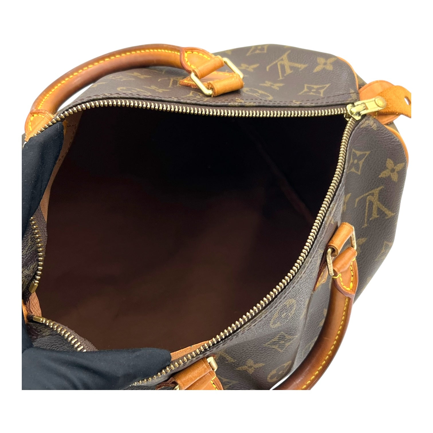 Speedy Top Handle Bag 30 Brown in Monogram Coated Canvas, Gold hardware