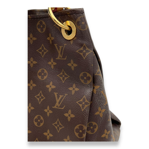 Artsy Top Handle Bag Brown in Monogram Coated Canvas, Gold hardware