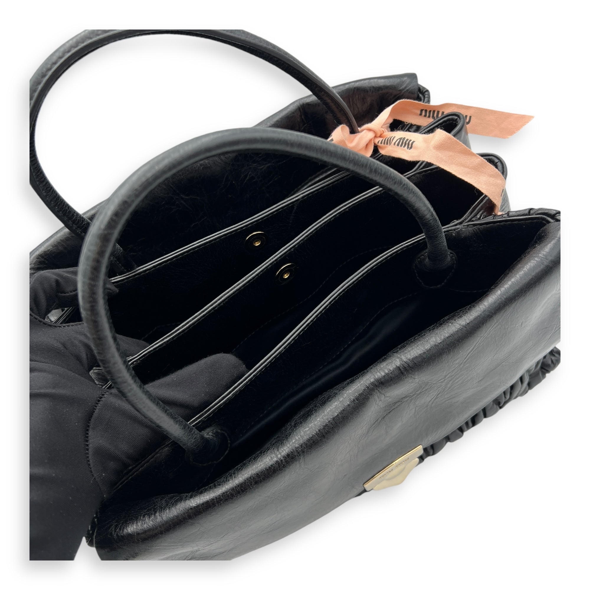 Coffer Top Handle Bag Black in Calfskin, Gold hardware