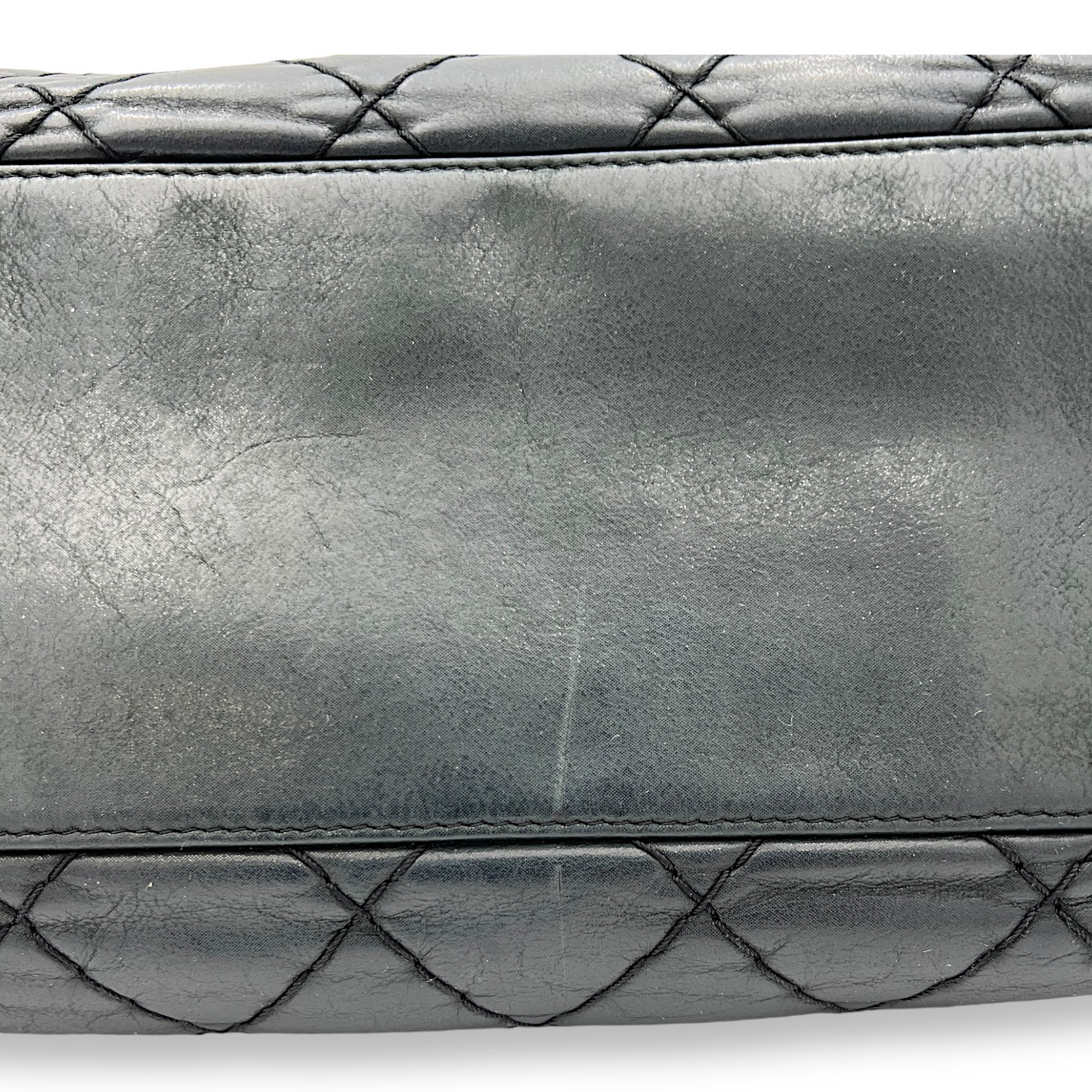 Mademoiselle Bowler Blue Shoulder Bag in Lambskin, Ruthenium hardware