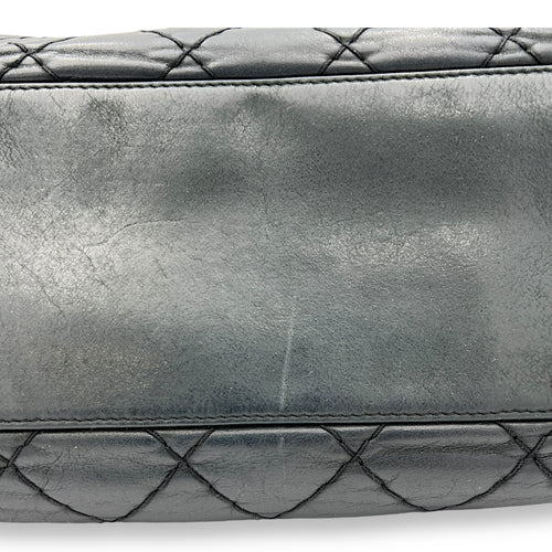 Mademoiselle Bowler Blue Shoulder Bag in Lambskin, Ruthenium hardware