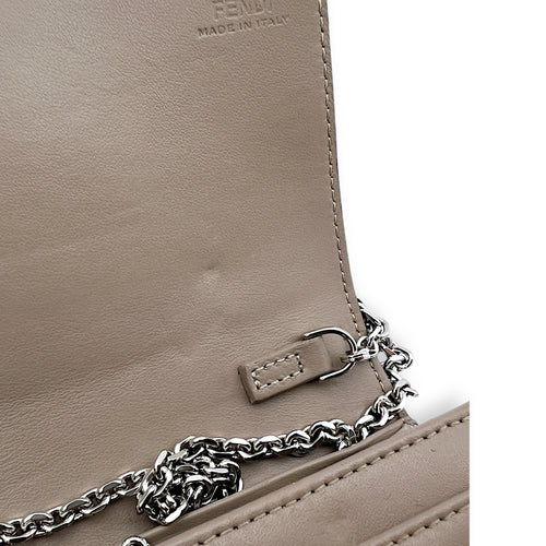 Fendi Continental Wallet On Chain Grey in Calfskin, Silver hardware_14