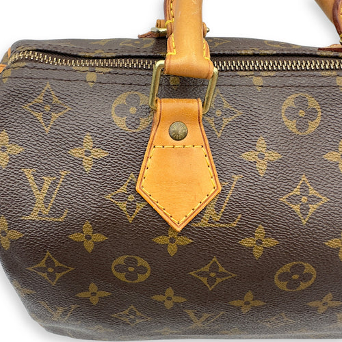 Louis Vuitton Speedy 30 Brown Top Handle Bag in Monogram Coated Canvas, Gold hardware_13