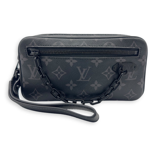 Louis Vuitton Volga Black Pouch in Coated Canvas, Lacquered Metal hardware_11