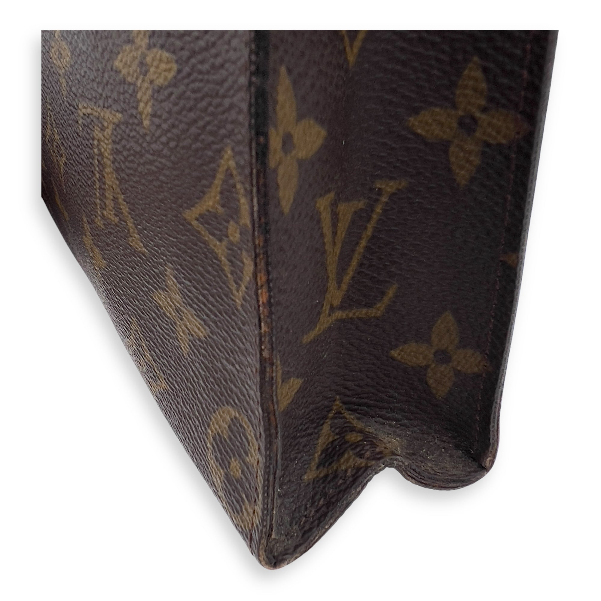 Louis Vuitton Pochette 26 Brown Pouch in Monogram Coated Canvas, Gold hardware_13