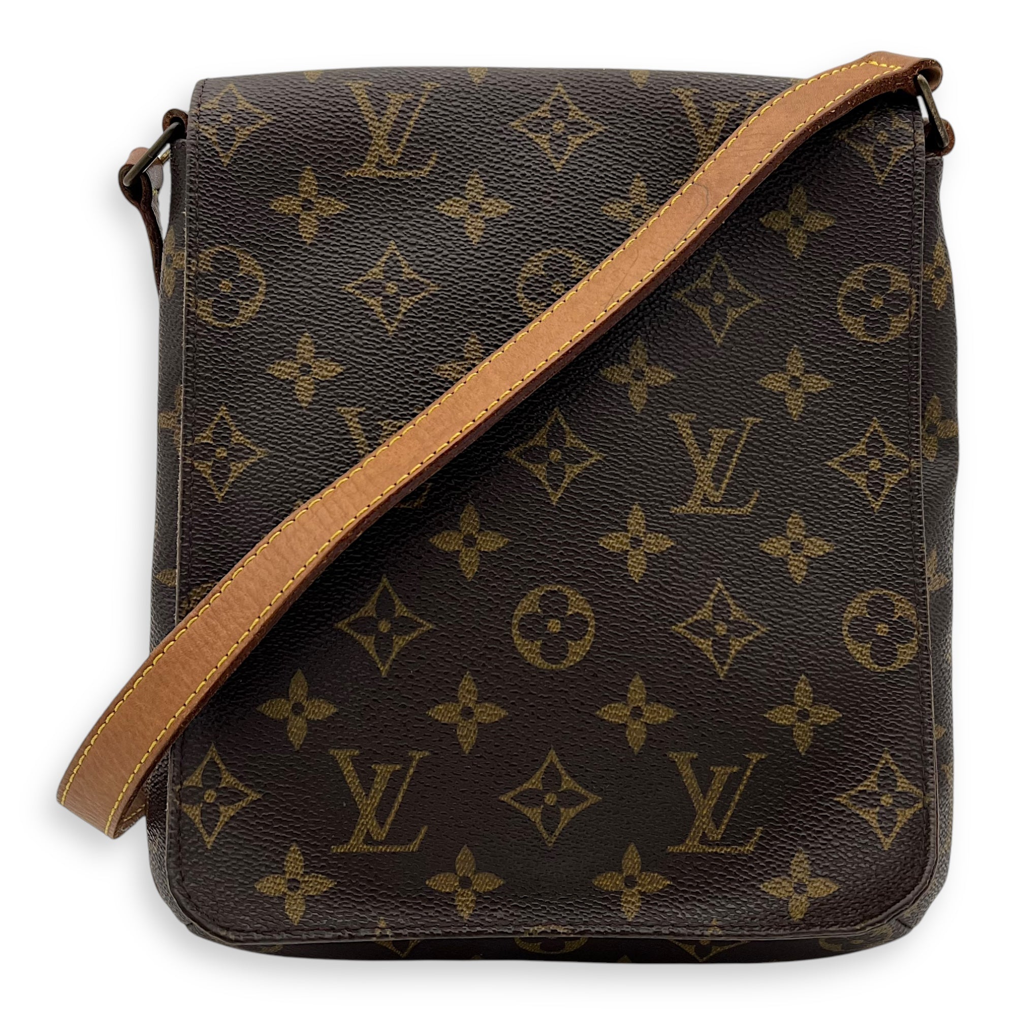 Louis Vuitton Musette Salsa Brown Crossbody Bag in Monogram Coated Canvas, Gold hardware_1