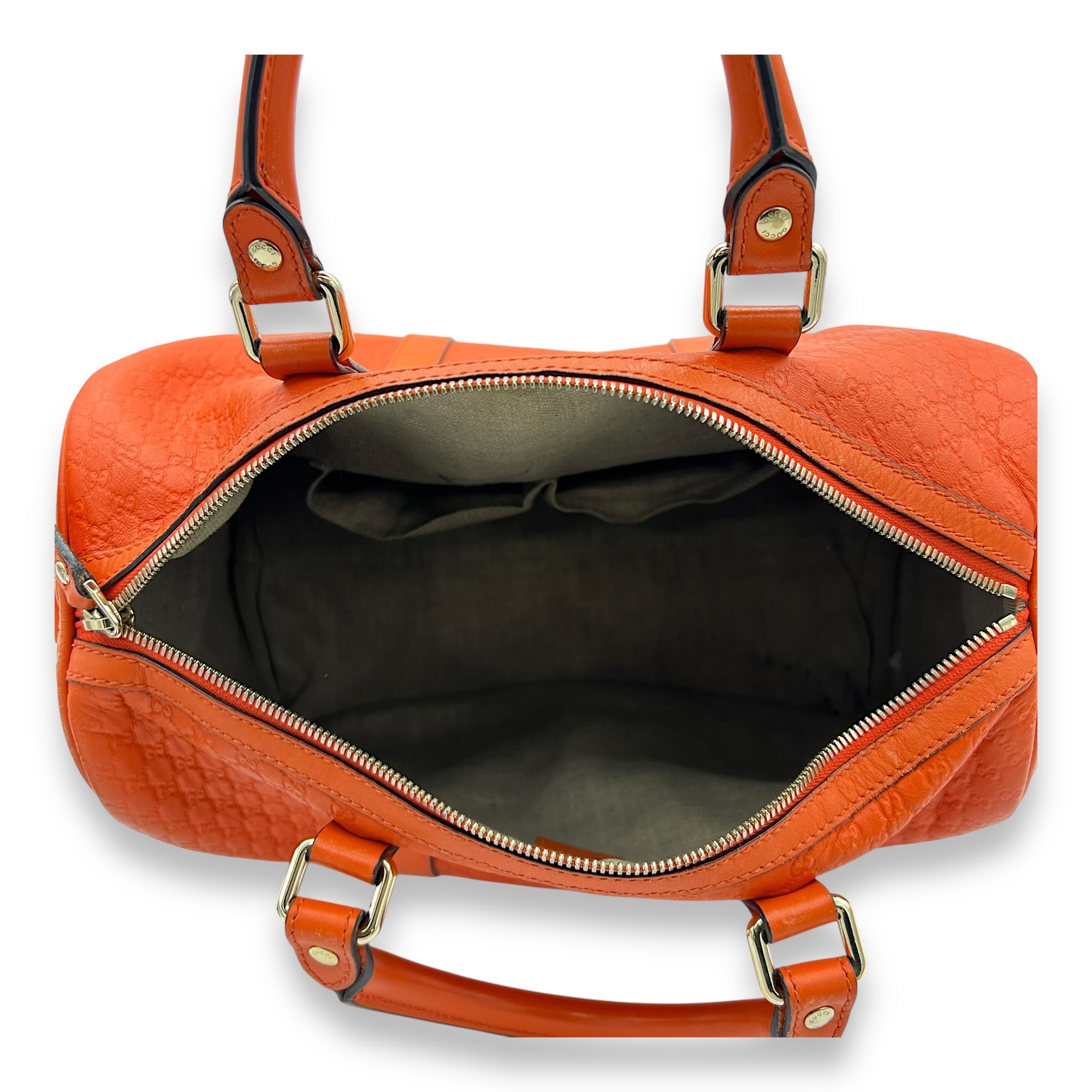 Gucci Boston Top Handle Bag Orange in Guccissima Leather, Gold hardware_6