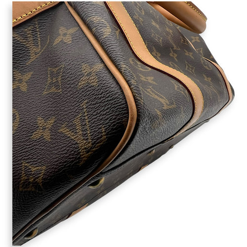 Louis Vuitton Carryall Travel Brown Top Handle Bag in Monogram Coated Canvas, Gold hardware_13