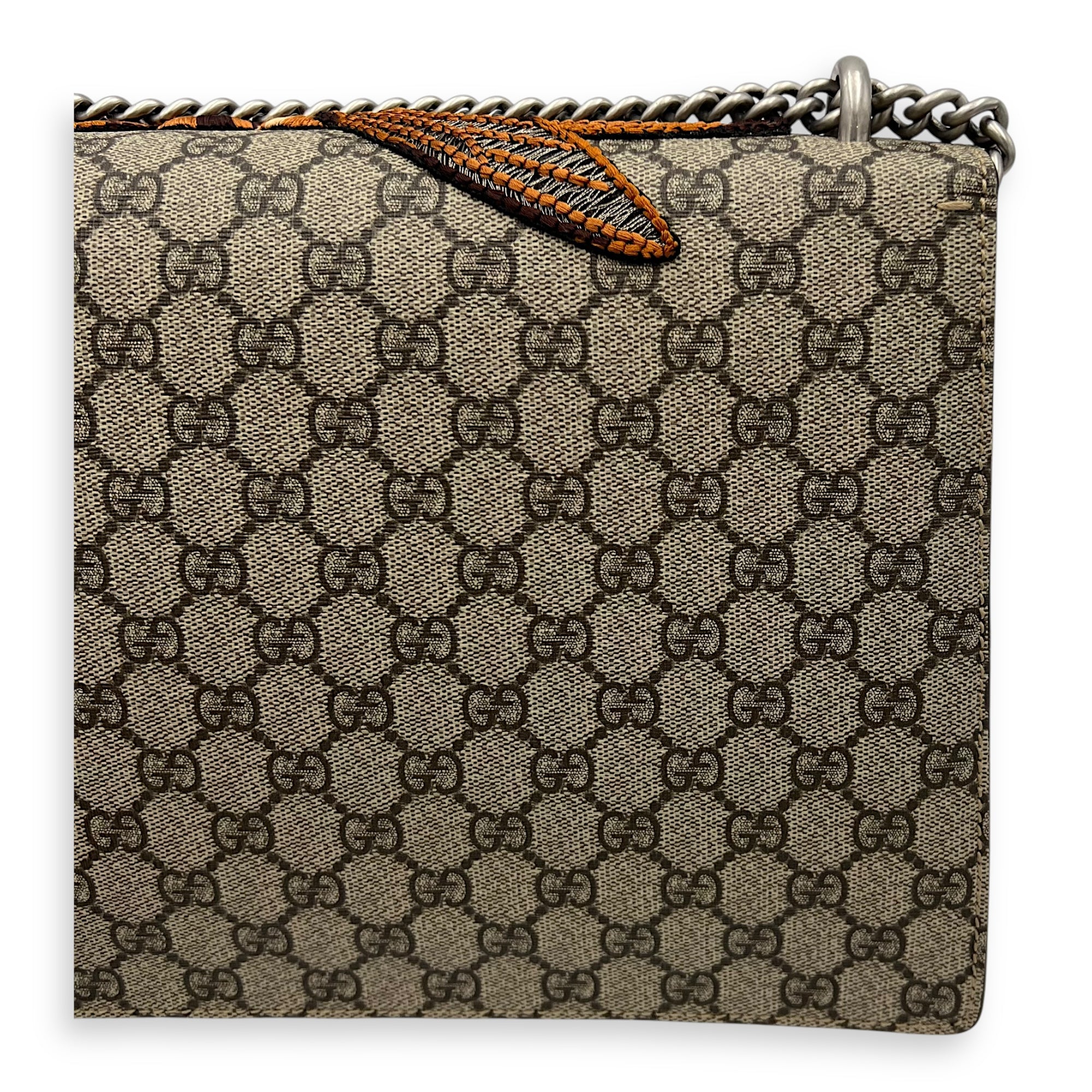 Gucci Dionysus Shoulder Bag Grey in Coated Canvas, Silver hardware_13