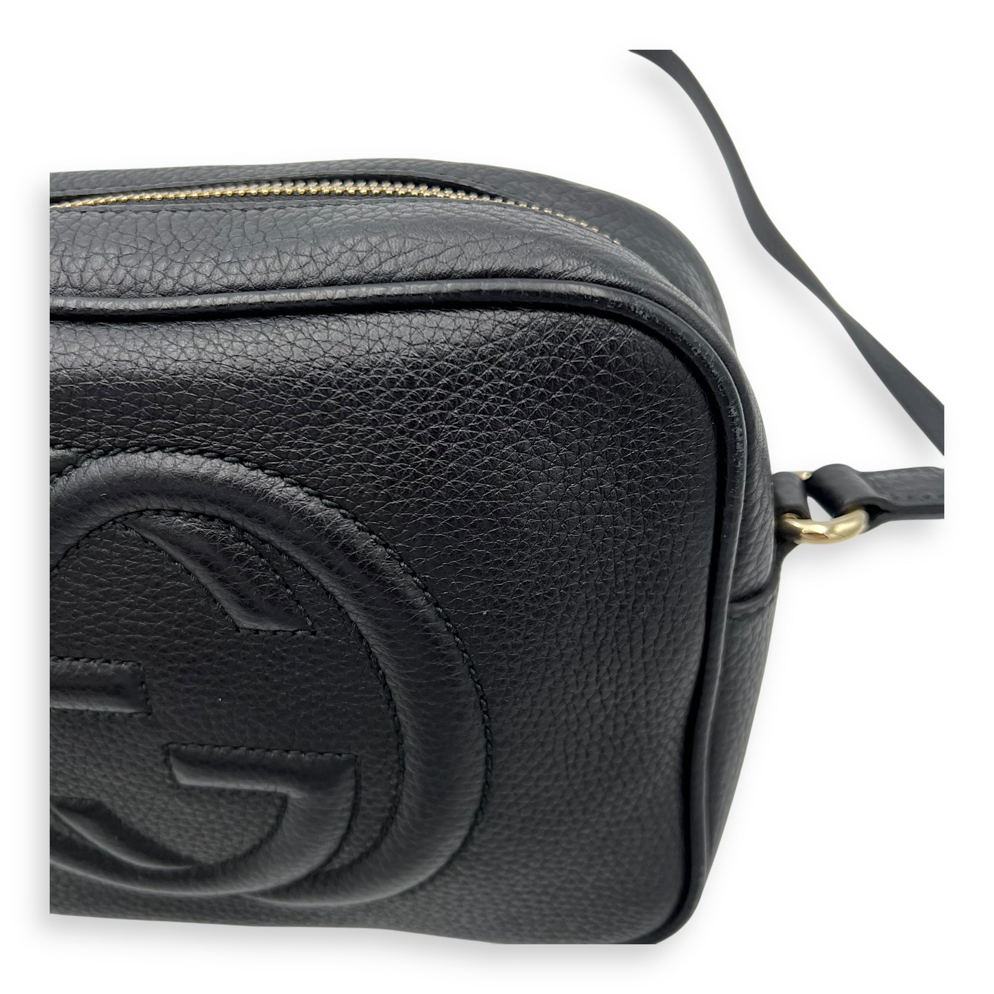 Gucci Soho Crossbody Bag Black in Calfskin, Gold hardware_9