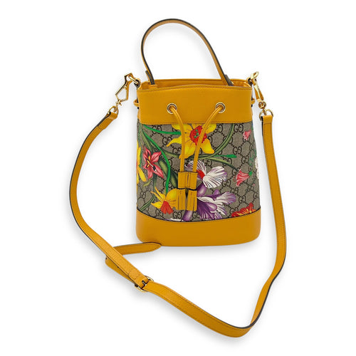 Gucci Ophidia Bucket Bag Yellow in Coated Canvas, Gold hardware_13