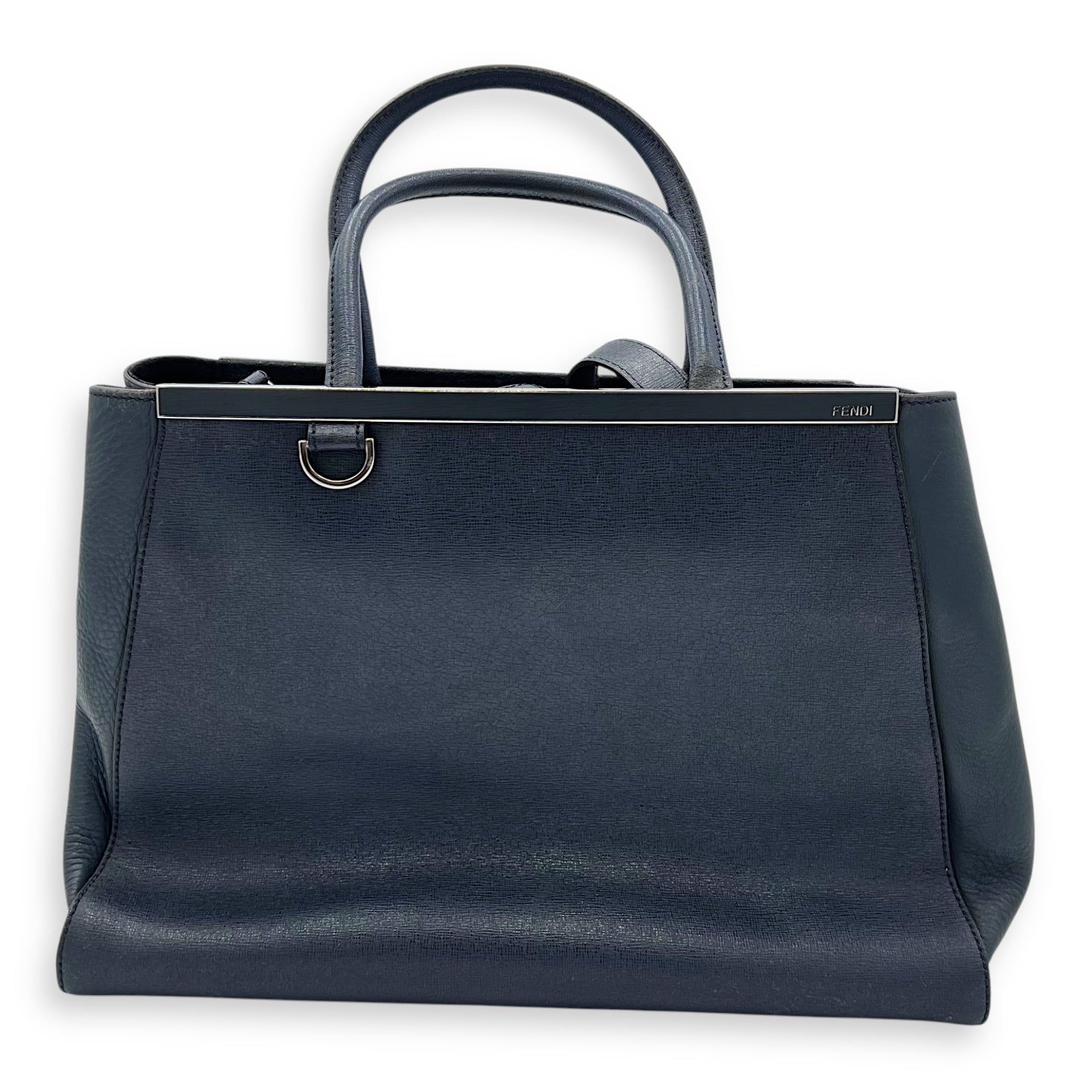 Fendi 2Jours Blue Top Handle Bag in Calfskin, Silver hardware_13