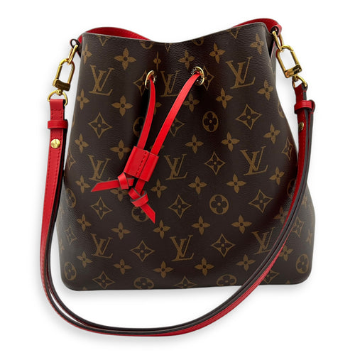 Louis Vuitton NeoNoe MM Brown Bucket Bag in Monogram Coated Canvas, Gold hardware_13