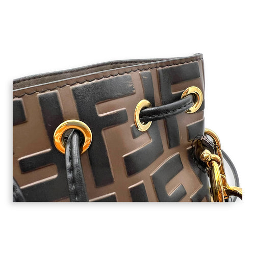 Fendi Mon Tresor Bucket Bag Brown in Calfskin, Gold hardware_13