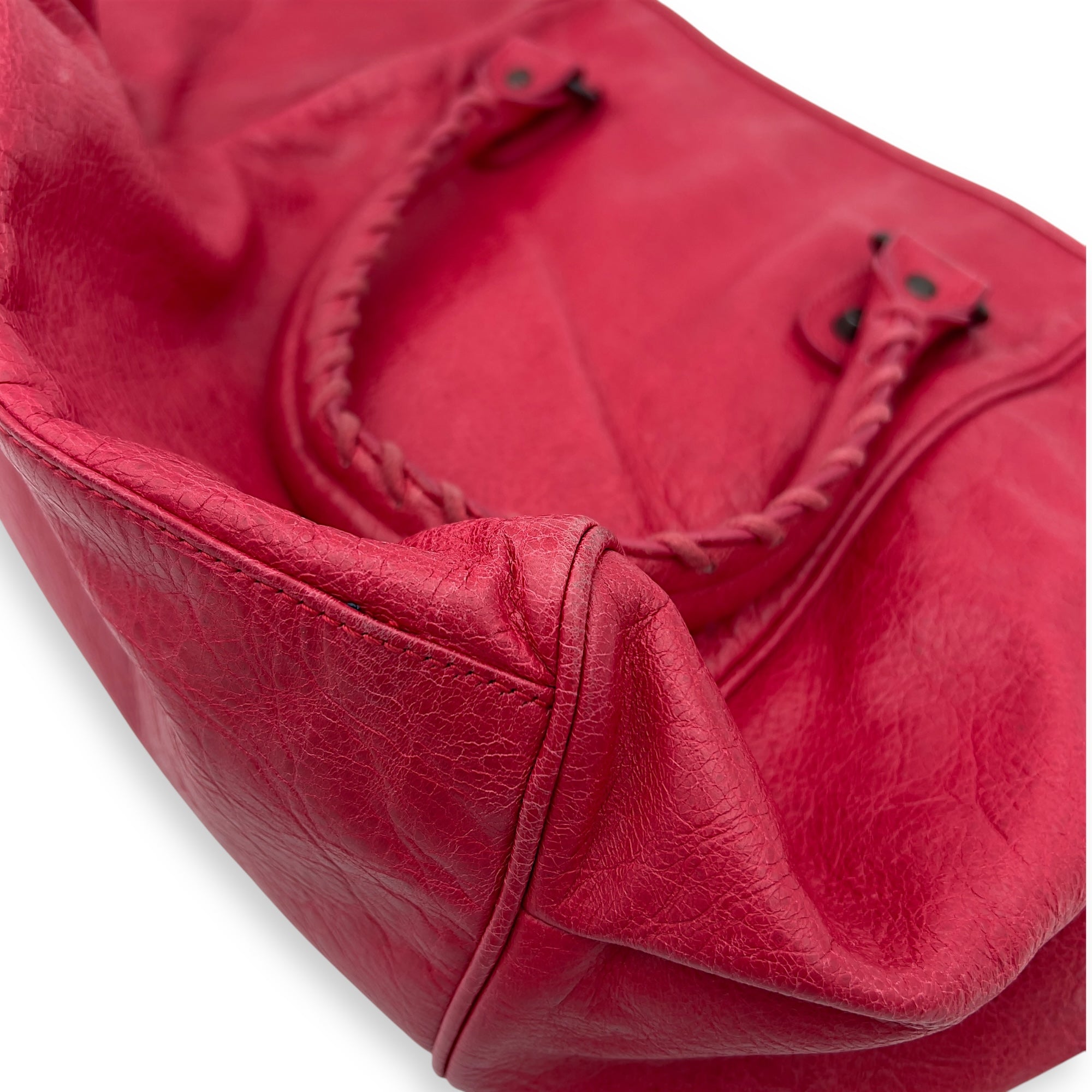 Balenciaga Sunday Red Top Handle Bag in Distressed Leather, Gunmetal hardware_9