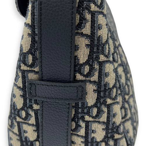 Christian Dior Oblique Crossbody Bag Blue in Jacquard, Silver hardware_13