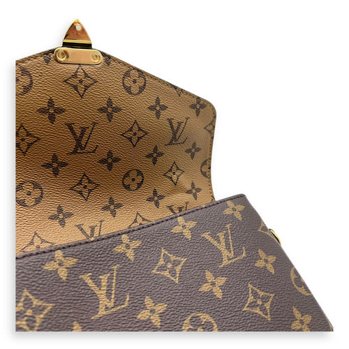 Louis Vuitton Pochette Metis Brown Crossbody Bag in Monogram Coated Canvas, Gold hardware_13