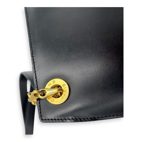 Celine Vintage Shoulder Bag Black in Calfskin, Gold hardware_12