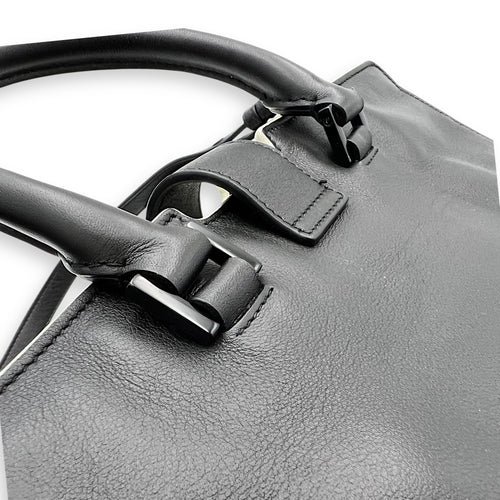 Saint Laurent Cabas Top Handle Bag Black in Calfskin, Silver hardware_13