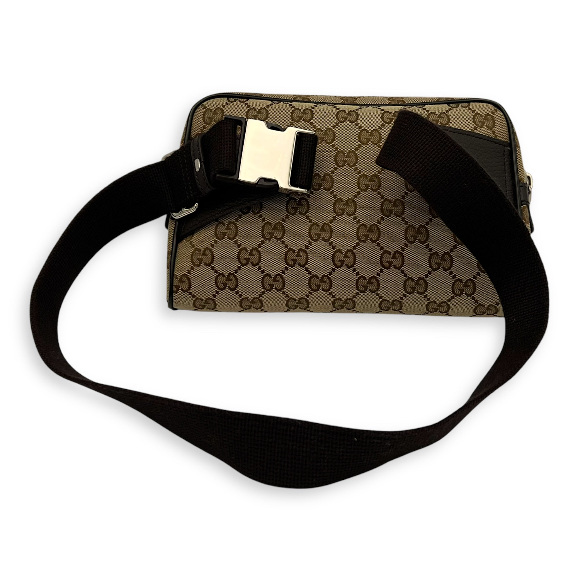 Gucci GG Belt Bag Brown in Canvas, Silver hardware_13