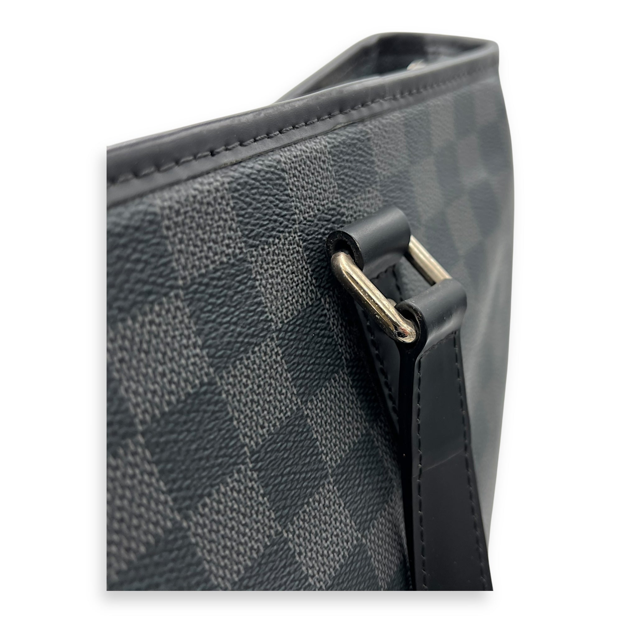 Louis Vuitton Tadao Two Way Top Handle Bag Graphite in Coated Canvas, Silver hardware_12