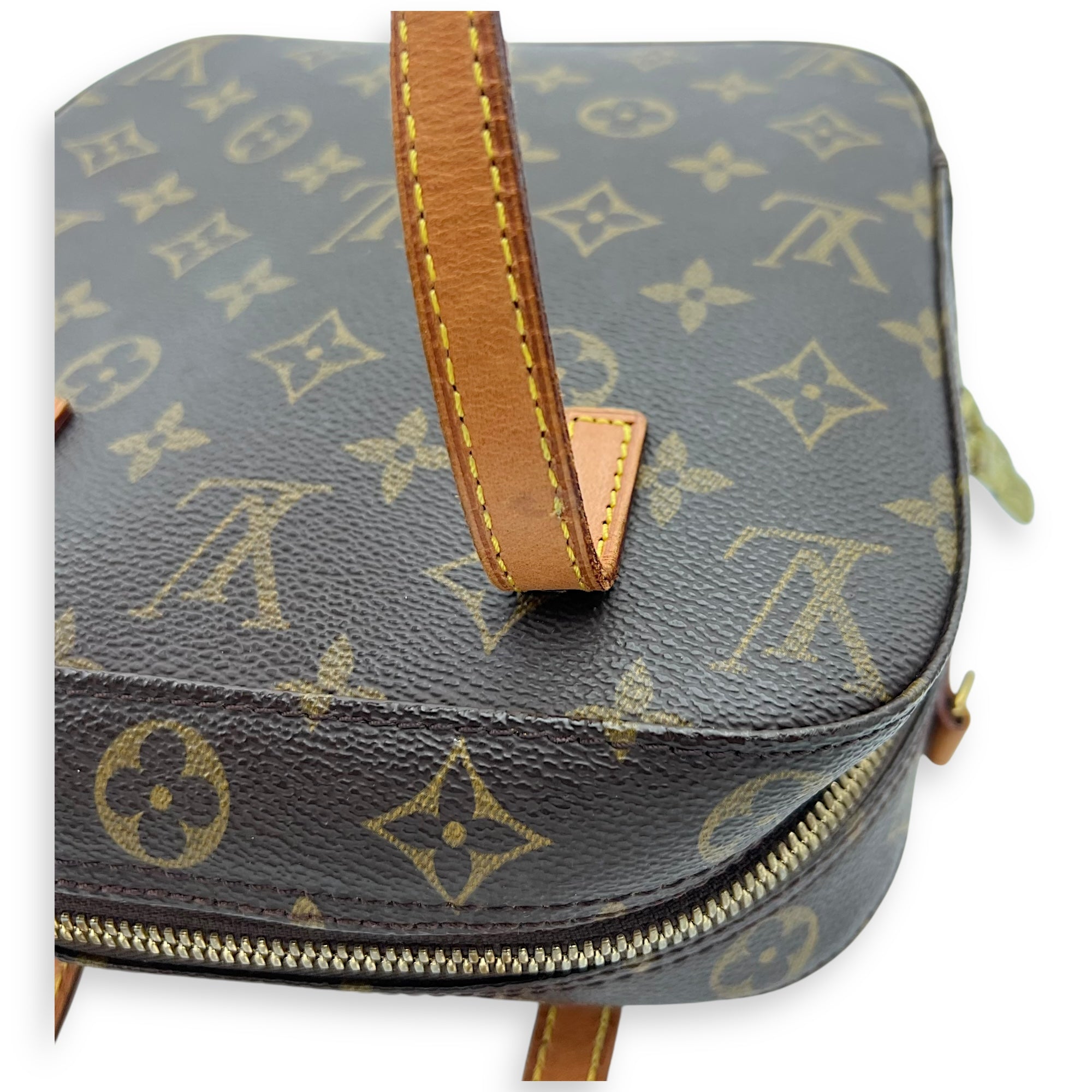 Louis Vuitton Spontini Brown Top Handle Bag in Monogram Coated Canvas, Gold hardware_13