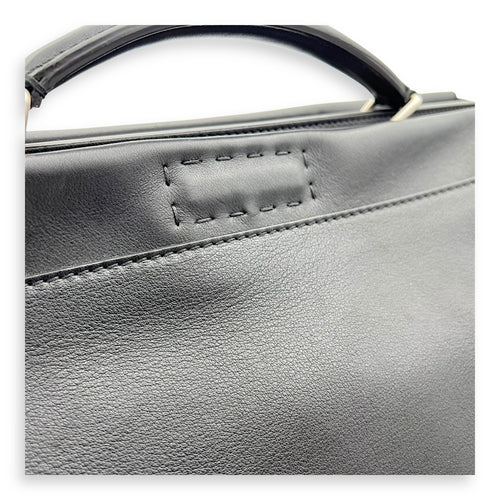 Fendi Peekaboo Black Top Handle Bag in Calfskin, Silver hardware_13