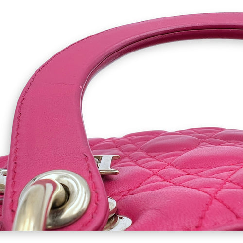 Christian Dior Lady Dior Medium Pink Top Handle Bag in Lambskin, Gold hardware_13