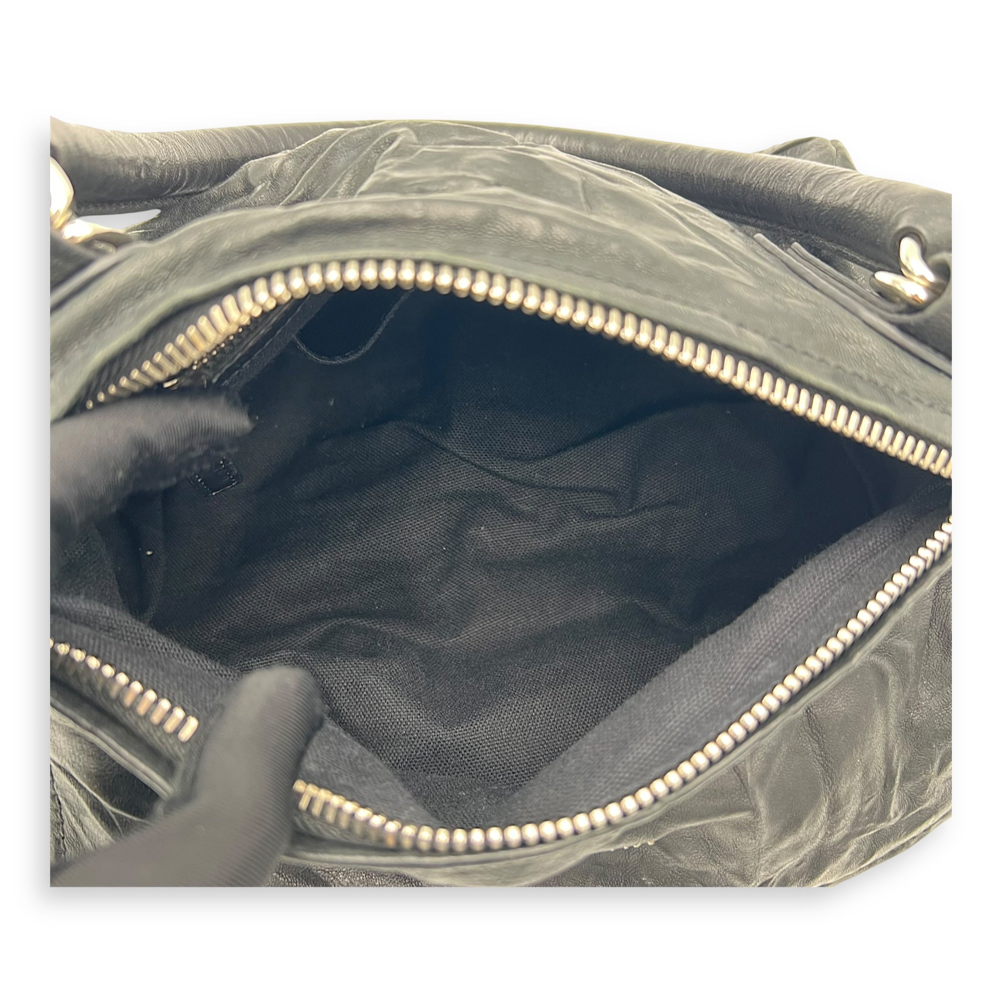 Givenchy Pandora Black Top Handle Bag in Distressed Leather, Silver hardware_8