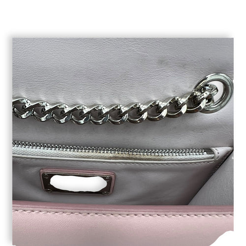 Salvatore Ferragamo Vara Bow Crossbody Bag Pink in Calfskin, Silver hardware_11