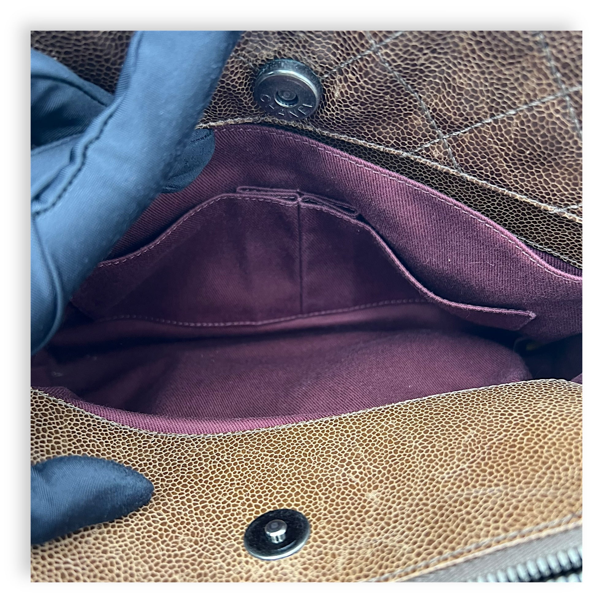 Chanel Two-way Brown Top Handle Bag in Caviar Leather, Ruthenium hardware_7