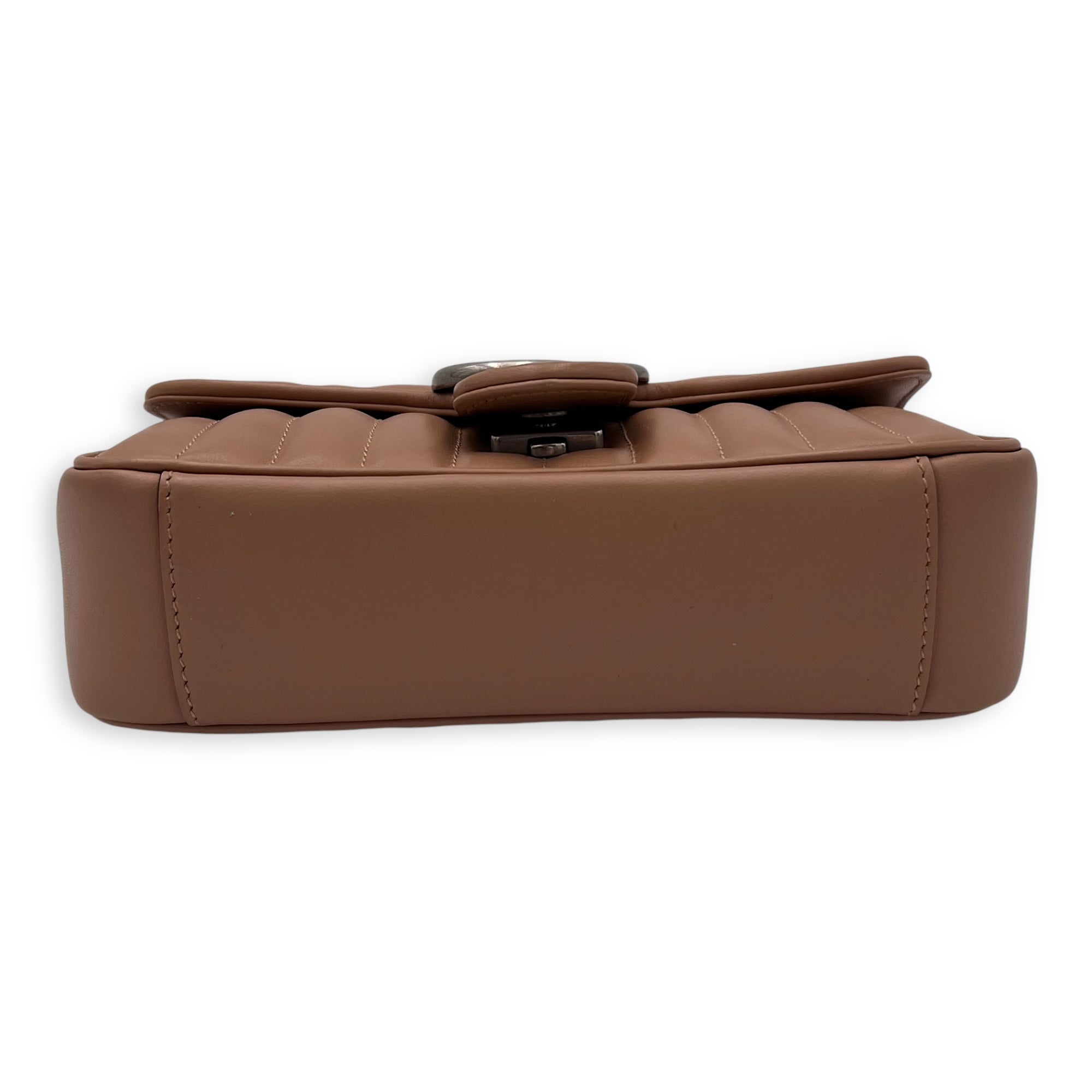Gucci GG Marmont Crossbody Bag Small Brown in Calfskin, Silver hardware_5