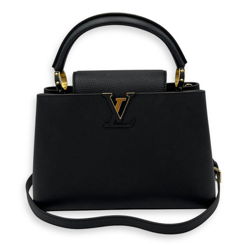 Louis Vuitton Capucines Top Handle Bag MM Black in Taurillon Leather, Gold hardware_10