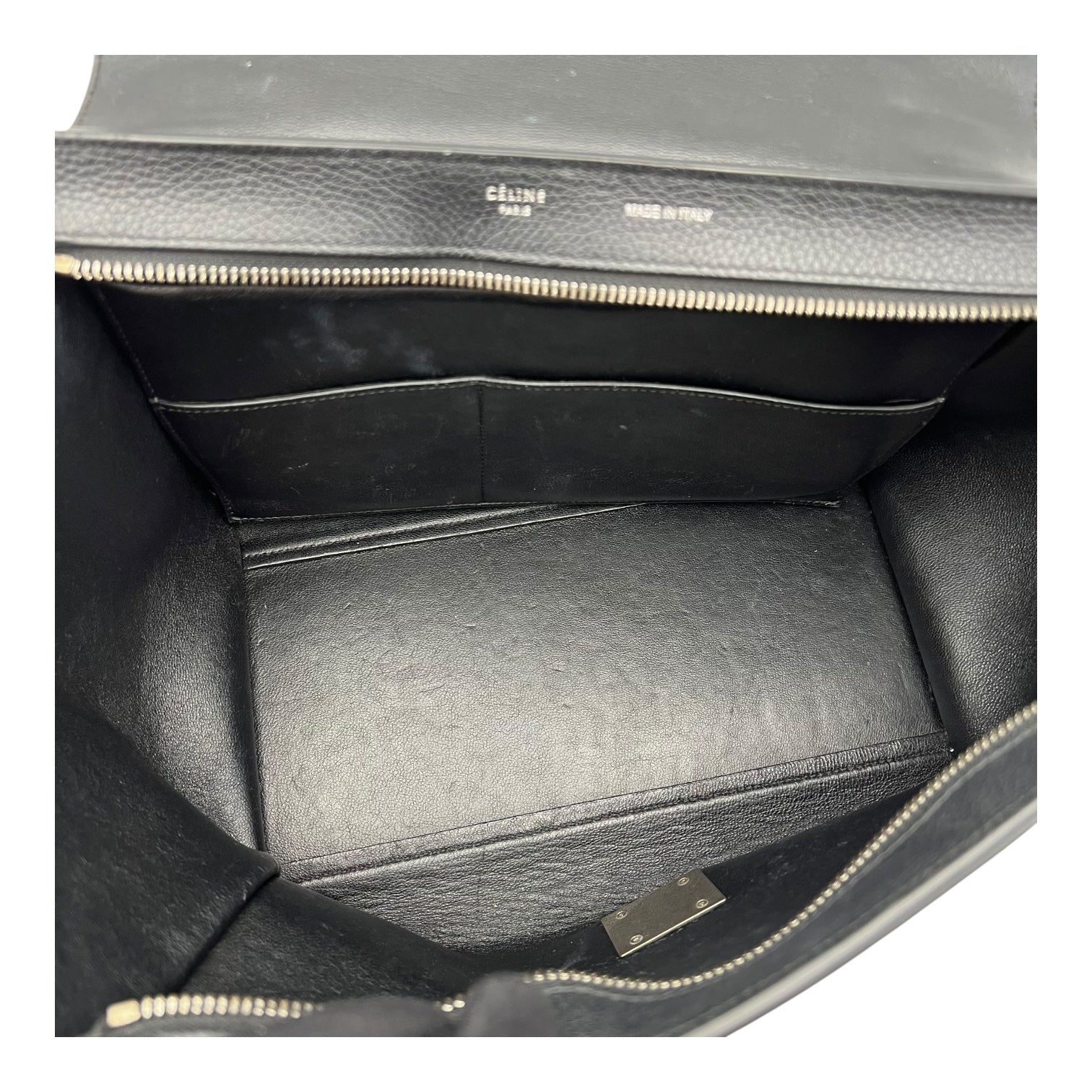 Celine Trapeze Small Black Shoulder Bag in Calfskin, Silver hardware_6