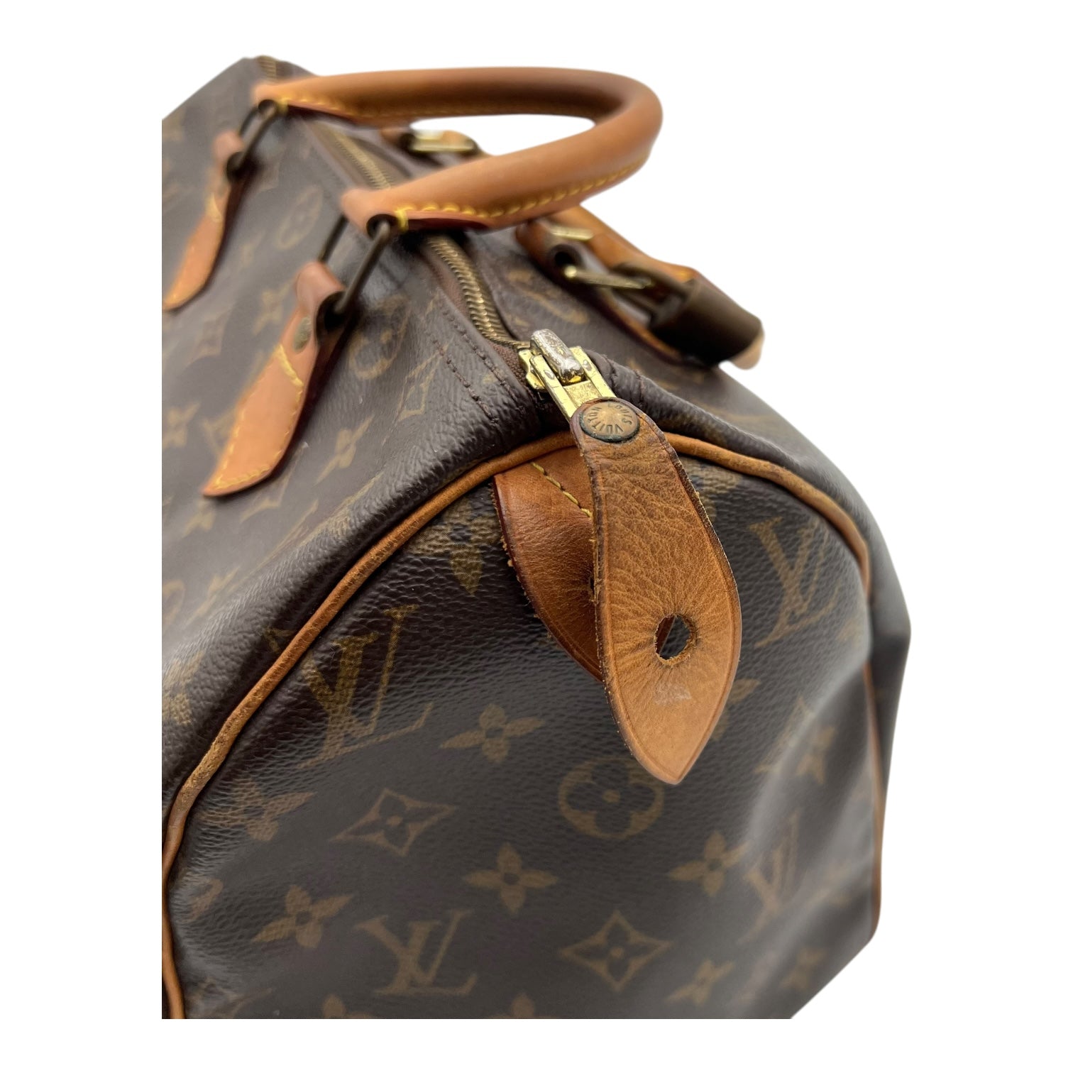 Louis Vuitton Speedy Top Handle Bag 30 Brown in Monogram Coated Canvas, Gold hardware_11