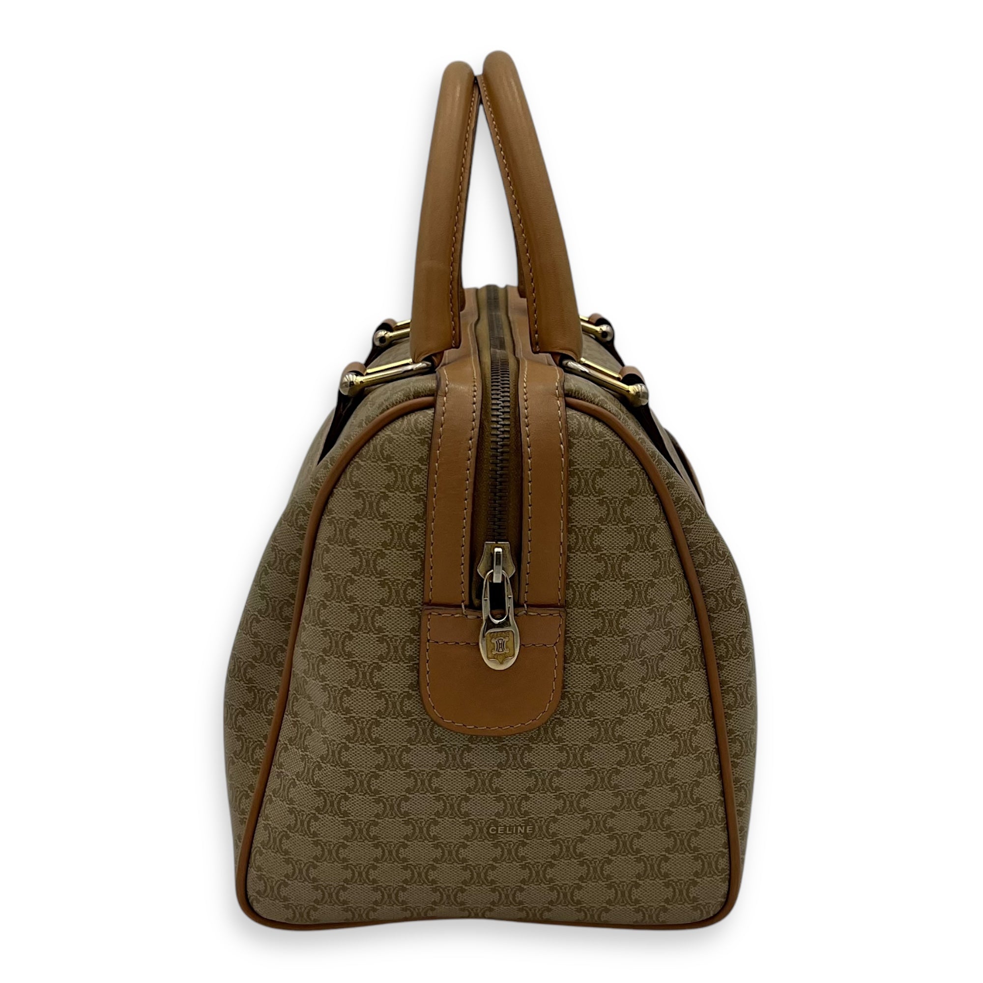 Vintage Macadam Boston Top Handle Bag Beige in Coated Canvas, Gold