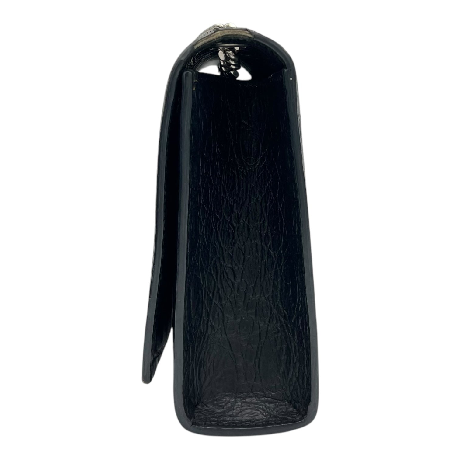 Saint Laurent Kate Crossbody Bag Black in Crocodile Embossed Calfskin, Silver hardware_4