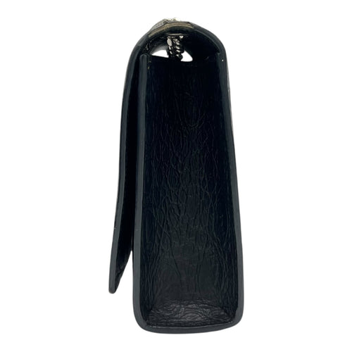 Saint Laurent Kate Crossbody Bag Black in Crocodile Embossed Calfskin, Silver hardware_4