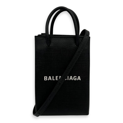 Balenciaga Shopping Tote Bag Black in Calfskin, Silver hardware_8